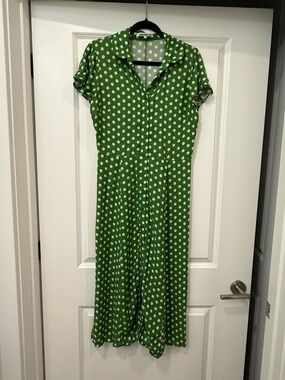 Reformation Green Daisy Print Short Sleeve Midi Dress size 8
